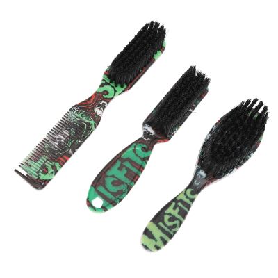 Dioche 3pcs Professional Men Beard Brush Set - Versatile Nylon Hair Beard Grooming Brushes with Ergonomic Grip and Neck Dust Comb for All Types