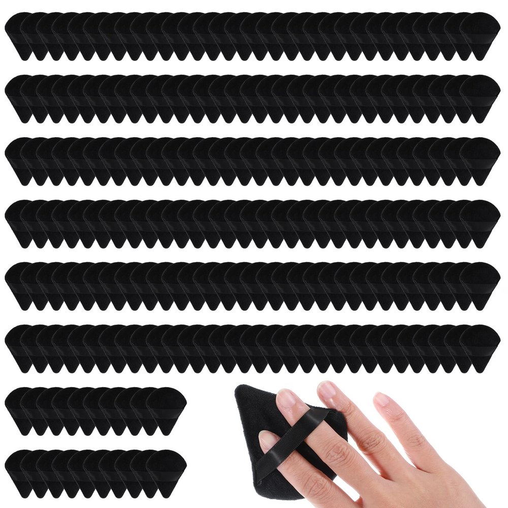 250 Pcs Powder Puff Face Soft Triangle Makeup Puff for Loose Powder Mineral Powder Body Powder Velour Cosmetic Foundation Wet Dry Sponge Makeup Tools (Black)