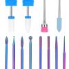 12Pcs Color-Shifting Chroma Abrasive & Ceramic Nail Drill Kit - Polish & Cuticle Removal, Surface Grinding Professional Heads view 1