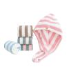 ADETSES Microfiber Hair Towel Wrap Thickened Coral Velvet Cationic Dry Cap Absorption and Quick Drying Striped Bath(Gray Stripe) view 3