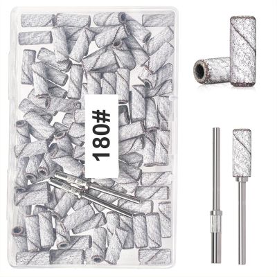 100pcs Mini 3.1mm Sanding Ring Bearing Shaft Nail Grinder Callus Removal Small Grinding Rings Set(180 Grit-White)