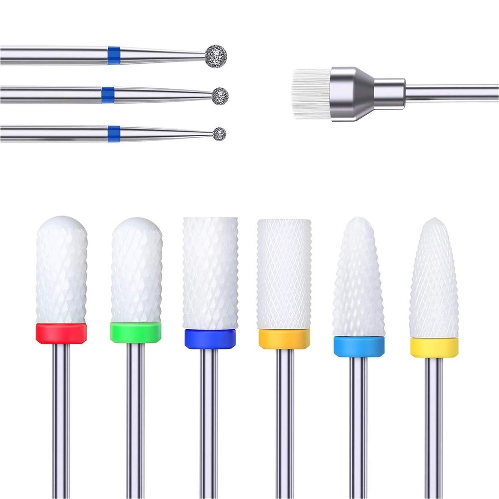 10Pcs Ceramic Nail Drill Bits Set for Surface Grinding - Nail Drill Machine Accessories