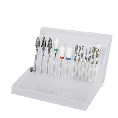 13pcs Nail Tungsten Steel Ceramic Grinding Needles Set Surface Polish Coat Removal Cleaning Buffing Heads