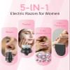 Electric Razors for Women, 5-in-1 Multi-Function Womens Razor with LED Display, Rechargeable Waterproof Electric Shaver, Ideal Travel Trimmer Body Hair Remover for Legs, Face, Armpits &Bikini (Pink) view 3