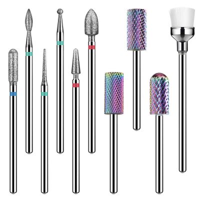 10Pcs Premium Rainbow Tungsten Nail Drill Bits Set for Nail Drill Machine
