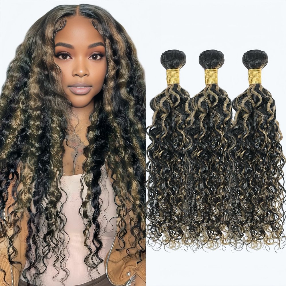 10A Grade P1B/27 Jerry Curly Human Hair Bundles 22 24 26 Inch 3 Bundles Deal Honey Blonde Highlight Brazilian Hair