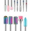 13Pcs Quartz-Enhanced Tungsten Abrasive Nail Drill Set - Surface Grinding & Polish Removal w/ Detachable Cleaning Brush Tool view 1