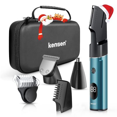 kensen Body Hair Trimmer for Men 3-in-1 Beard Trimmer for Men, Manscape Men's Groin & Pubic Hair Trimmer IPX6 Waterproof Wet/Dry Hair Clippers for Mens Rechargeable Electric Razor for Mens (Blue)