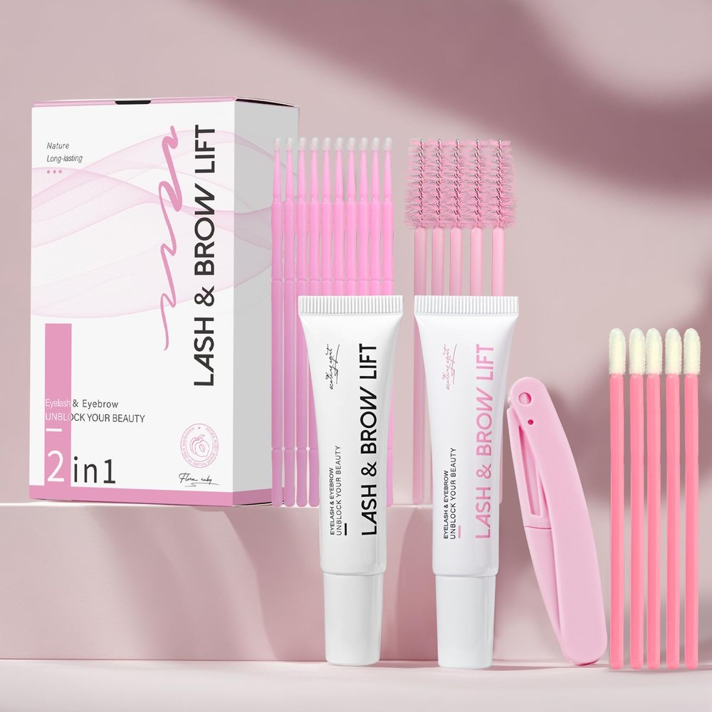 Lash & Brow Lift, Professional Lash Lift Kit Natural Ingredient for Long-Lasting Natural Curl & Self Lash Lifting, Brow Lamination Set for Salon-Quality Results at Home