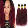 Burgundy Human Hair 1b99j Bundles Human Hair Ombre Kinky Curly Bundles inch Brazilian Virgin Remy Hair Extensions Two Tone Black To Burgundy Bundle 24 26 28 inch view 1