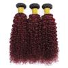 Burgundy Human Hair 1b99j Bundles Human Hair Ombre Kinky Curly Bundles inch Brazilian Virgin Remy Hair Extensions Two Tone Black To Burgundy Bundle 24 26 28 inch view 4
