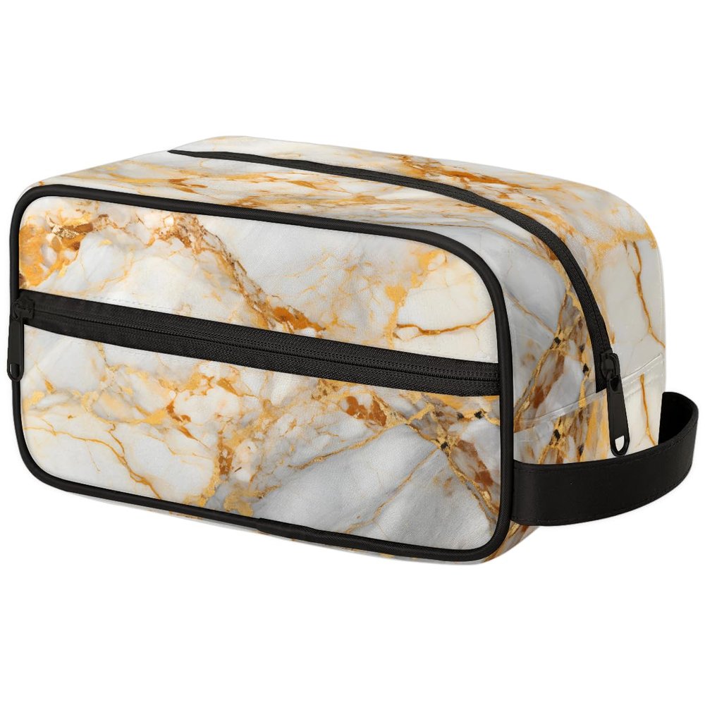 Foerrkelg Gold Marble Travel Toiletry Bag for Men  Hanging Kit - Waterproof Shaving Bag Bathroom Bags Wash Bag for Toiletries Accessories