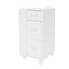 BRICZUNA Professional Manicure Table with Wheels, 3 Storage Drawers & Foldable Desktop - Heavy Duty Nail Salon Desk for Beauty Spa, Mobile Rolling Makeup Station (White) view 1