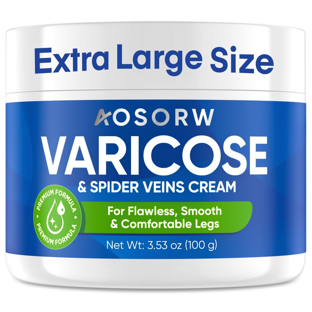 AOSORW Varicose & Spider Veins Cream  Natural Vein Treatment Leg Cream to Improve Circulation, Relieve Tired Legs & Swelling  Helps Reduce Appearance of Veins  3.4 Fl Oz (Pack of 1)