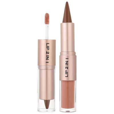 HMDABD 2 in 1 Lip Liner Lipstick & Gloss Kit Smooth Buildable Glass Fuller Lip Plumping Set (04)