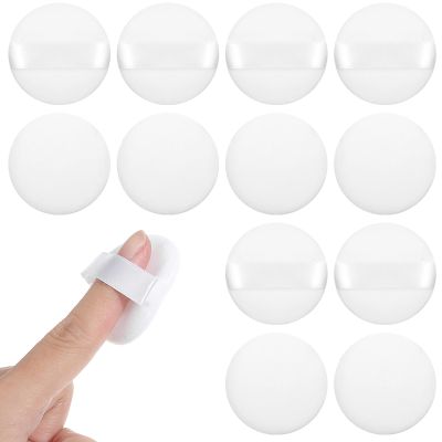12 PCS Soft Microfiber Small Powder Puff, 1.5 Inches Small Powder Puff Mini Washable Powder Pact Makeup Sponges Finger-Sized for Women Face Sponge (White)