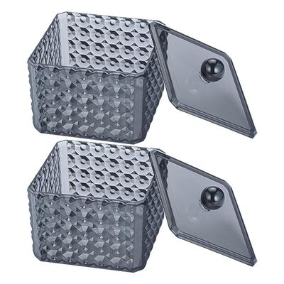 ABOOFAN 2pcs Cotton Ball Holder: Clear Lid Cotton Swab Holder With Lid - Acrylic Makeup Pad Storage Box For Bathroom And Travel Rounds And Buds
