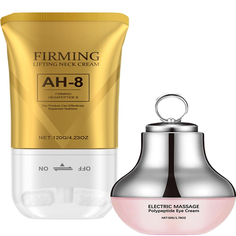 AH-8 Neck and Eye Cream Set with Electric Massage Tightening, Anti-Wrinkle Treatment with Red Light, Deep Moisturizer Bundle Care Gifts for Birthday Christmas for Mom Sister(Neck and Eye Cream)