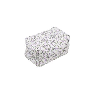 1PC Travel Toiletry bag Flower Printed Puffy Zipper Makeup Bag Storage Organizer Toiletry Handbag Cosmetic Pouch Large Travel Cosmetic Bag(A-purple)