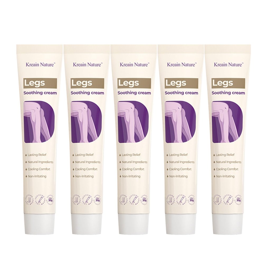 Kreain Nature Soothing Leg Cream Varicose & Spider Veins Relief, Cooling Gel for Leg Pressure & Discomfort, Natural Plant-Based Formula, 1.06 OZ, 5 Pack (5)