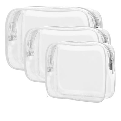 10Pack Clear Toiletry Bag Travel Organizer Bath Toiletry Wash Storage Bag Case White Transparent Zipper Makeup Bags Clear Pouch Women's Cosmetic Bag(Mixed 3set)