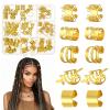 100Pcs Gold Hair Accessories for Braids, Metal Adjustable Hair Cuffs Rings Charms Clips Beads Decoration, 5 Styles Loc Jewelry for Black Women Men Festival Pirate Christmas New Year Decorations view 1