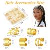 100Pcs Gold Hair Accessories for Braids, Metal Adjustable Hair Cuffs Rings Charms Clips Beads Decoration, 5 Styles Loc Jewelry for Black Women Men Festival Pirate Christmas New Year Decorations view 2