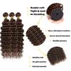 CUEAKOUE Chocolate Brown Human Hair Bundles Deep Wave Bundles Human Hair 18 20 22 Inch 12A Unprocessed Brazilian Virgin Hair 3 Bundles Human Hair Extensions For Black Women #4 Color 150g Total view 2