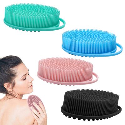 4PCS Silicone Body Scrubber Shower, Soft Gentle Shower Brush Loofah for Sensitive Skin, Lather Well, Handheld Cleansing Skin Brush for Young and Old Men Women (Colorful-B)