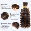 4/30 Freiuoke Human Braiding Hair 32 32 32 Inch Deep Wave Bulk Highlight No Weft Curly Braiding Hair Extensions for Boho Braids 150g/3 Bundles view 3