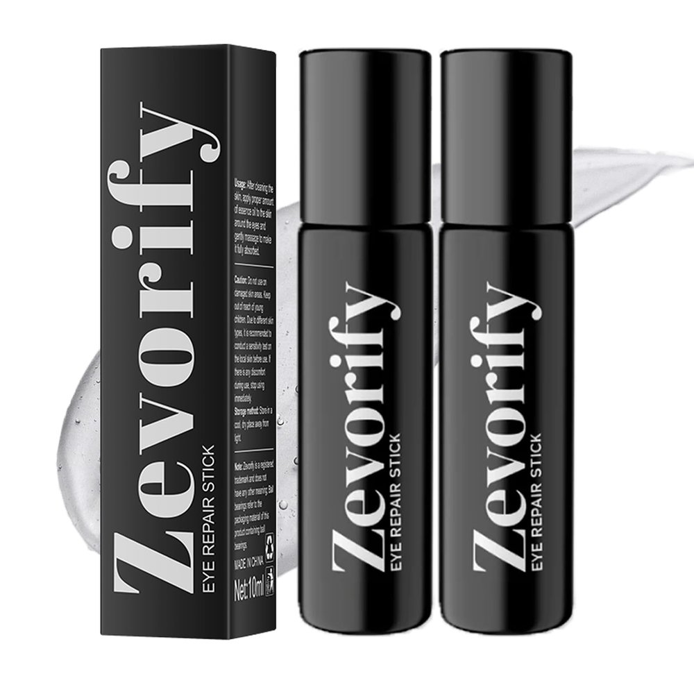 Zevorify Eye Repair stick for Men, Caffeine Under Eye Roller for Eye Bags and Dark Circles, Cooling Stick Hydrates and Depuffing, Under Eye Cream with 360 Roller Massage Ball (2pcs, 0.35 Fl Oz/PC)