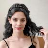 2PC Braided Headband with Tooth  Wide Faux Hair Braid Wig Hairband, Messy Fishbone & Geflochten Haarband Shape  for Women Fashion Accessories for Oktoberfest, Wedding, Parties, Comb Fit(Black) view 3