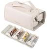 Makeup Organizer Bag for Travel, Folding Cosmetic Bag with Expandable Capacity, Portable Beige Leather Travel Case for Cosmetics view 1
