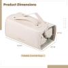 Makeup Organizer Bag for Travel, Folding Cosmetic Bag with Expandable Capacity, Portable Beige Leather Travel Case for Cosmetics view 3