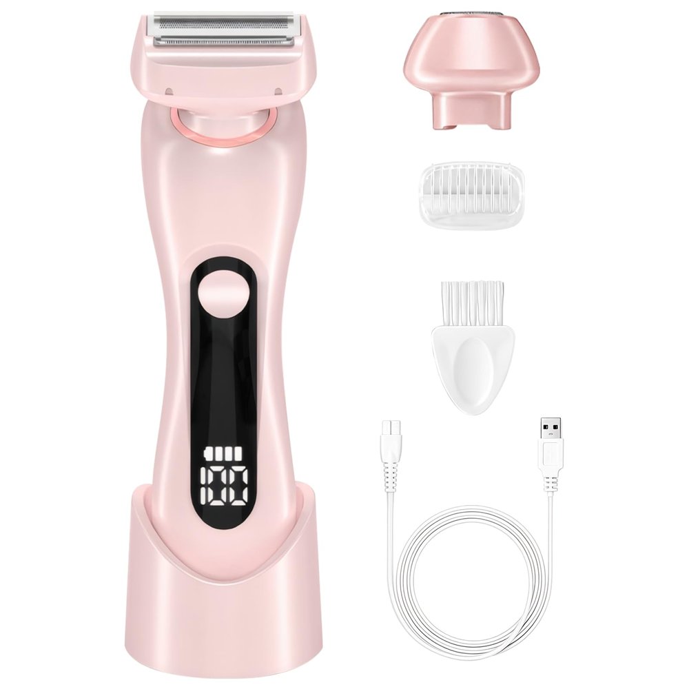 Electric Body Shaver, 2-in-1 Hair Remover for Women, USB Rechargeable, Waterproof, Includes Attachments, Led Display
