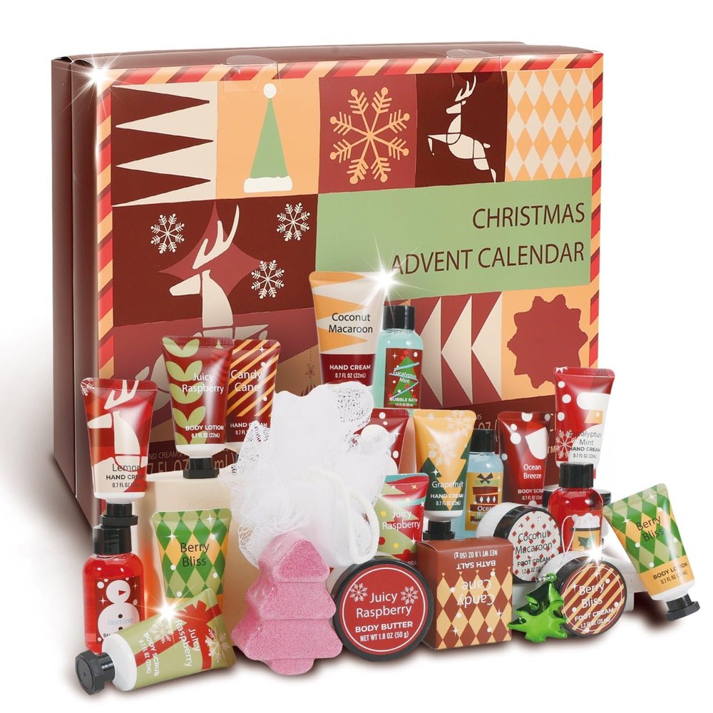 Body & Earth 24 Days Christmas Advent Calendar 2025, Bath Sets Gift Idea for Women Xmas