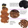 Cklikeb Human Hair Bundles T1B/30# Color Body Wave Bundles Human Hair Unprocessed Brazilian Virgin 20 22 24 Inch 3 Bundles Quick Weave Human Hair Extensions (T1B/30 Body Wave, 20 22 24) view 3