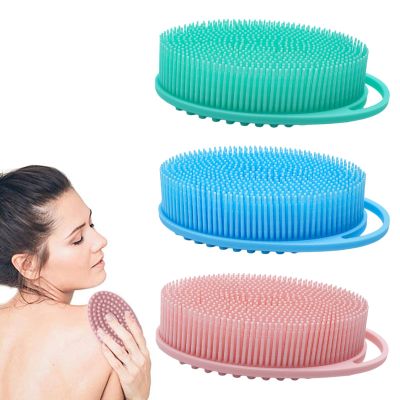 3PCS Silicone Body Scrubber Shower, Soft Gentle Shower Brush Loofah for Sensitive Skin, Lather Well, Handheld Cleansing Skin Brush for Young and Old Men Women (Colorful-A)
