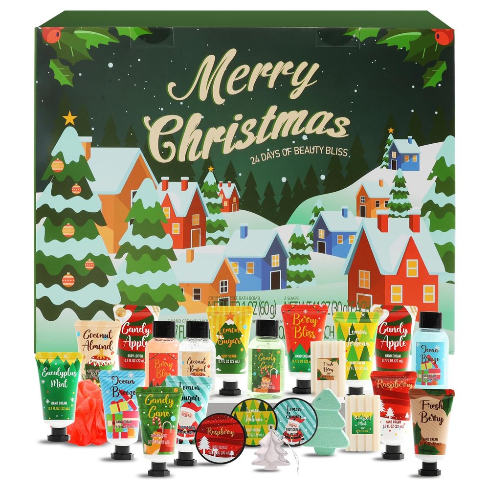 Advent Calendar 2024 Christmas Gifts for Women, 24 pcs Xmas Countdown Gift Baskets Set for Holiday, Great Gift Idea