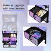 Adazzo Professional Rolling Makeup Train Case with Drawers, Large Cosmetic Trolley with Locks, Cosmetics Storage Organizer Make up Case for Travel Makeup/Nail Art/Hair Styling, Shiny Pink view 4