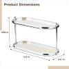 2-Tier Acrylic Tray Perfume Organizer with Stainless Steel Frame, Makeup Storage Rack for Vanity Countertop, 12.6 X 5.3 X 6.7 in, Perfect for Bath Dressers view 2
