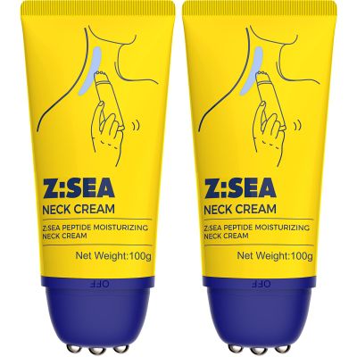Z:SEA Neck Firming Cream with Roller, Tightening and Lifting Neck & Chest Cream for Crepey Skin, Anti Aging Wrinkle Moisturizer, 3.52 Oz (2 Pack)