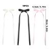 18Pcs Hair Bows with Tassel, 3.74Inch Bow Hair Clips Silky Satin Bowknot Clips with Long Tail for Women Halloween Rave Christmas Wedding Prom Accessories (Beige, Black, Pink) view 2