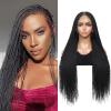 Olymei Micro Million Twisted Braided Wigs for Women Full Lace Micro Knotless Braided Wigs with Baby Hair Synthetic Lace Front Micro Needle Senegalese Twist Braided Wig, 30 inches Black Color view 1