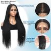 Olymei Micro Million Twisted Braided Wigs for Women Full Lace Micro Knotless Braided Wigs with Baby Hair Synthetic Lace Front Micro Needle Senegalese Twist Braided Wig, 30 inches Black Color view 3