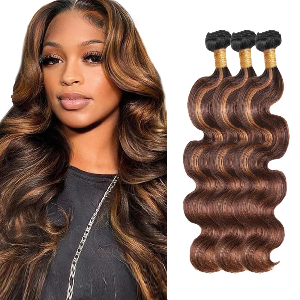 22 24 26 inch Dark Brown Bundles Ombre Body Wave Bundles P430 Human Hair Bundle 3 Tone 1BP430 Color