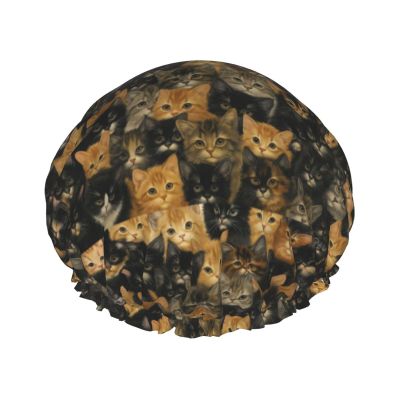 Assorted Kitty Faces Collection Shower Cap Double Waterproof Bathing Shower Caps