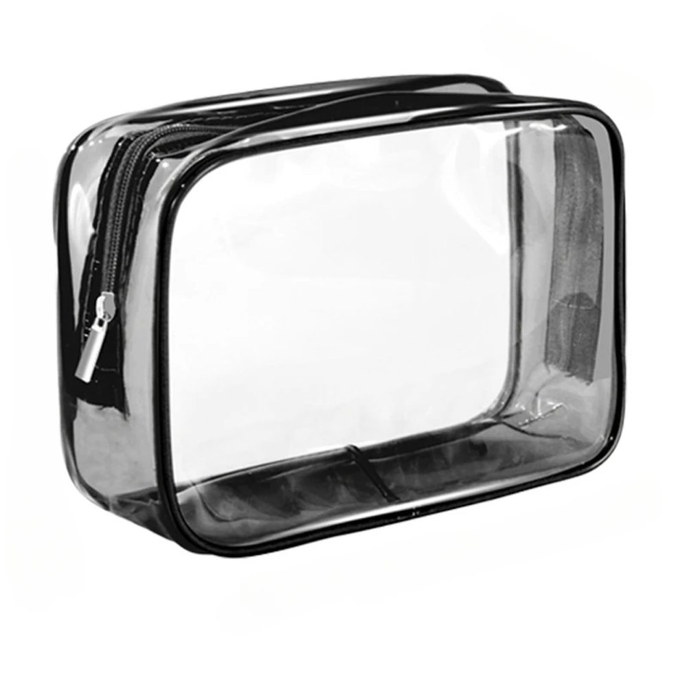 8Pcs Clear Cosmetic Bag Small Large Transparent Waterproof Makeup Bag Portable Travel Toiletry Wash Organizer Case Storage Pouch Gift(Black-L)