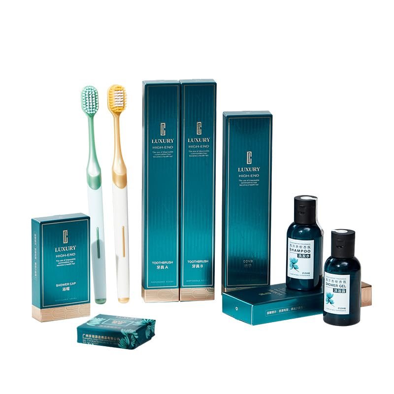 14-Pieces Toiletries Set -2 Dental Kit,1 Soap,1 Comb,1 Vanity,2 Slippers,1 Shaving,1Shampoo,1 Shower Gel,1 Lotion,1 Conditoner,1 Sewing,1 bath Cap for Hotel,Family,Traveling,Personal Skin Care