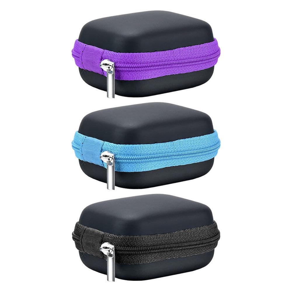 Healeved 3pcs EVA Hard Shell Essential Oil Carrying Case Small Portable Perfume Bottle Organizer Essential Oil Travel Bag for 5ml Roller Bottles and Glass Vials